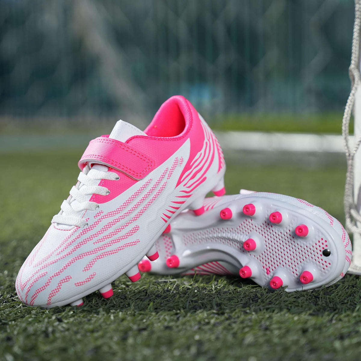 brooman Kids Firm Ground Soccer Cleats Boys Girls Athletic Football Shoes