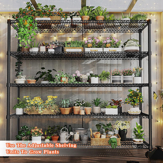 REIBII Storage Shelves 3200 LBS Capacity Wire Shelving with Wheels Heavy Duty Metal Shelf for Warehouses, Garage,Kitchens, School,Commercial Shelf, 73" H X 60" W X 18" D, 2 Pack