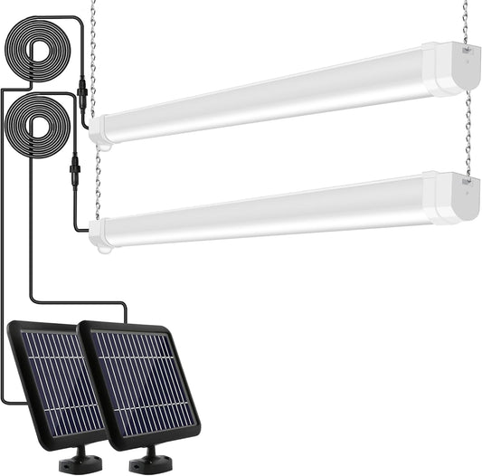 hykolity Solar Powered Shop Light with Motion Sensor, 3FT 17W (100-Watt Equivalent),Integrated LED IP65 Waterproof Outdoor Motion Sensor Shop Light for Garage, Barn, House - 2 Pack