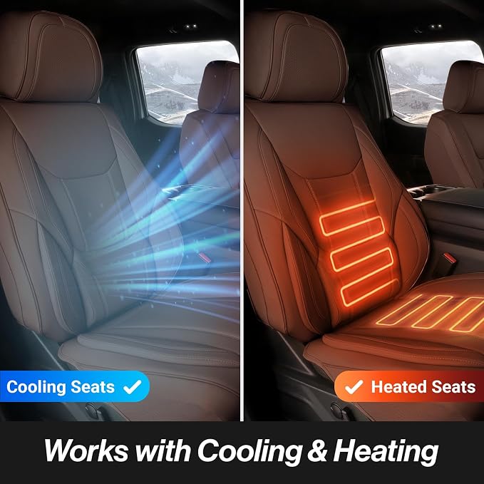 Coverland Custom Truck Car Seat Covers Front Seats for [2013-2018 RAM 1500, 2500, 3500 Crew Cab Front 40/20/40 Split Seat Rear Whole Bench] - Protector Water Resistant Leather [Front-Dark Brown]