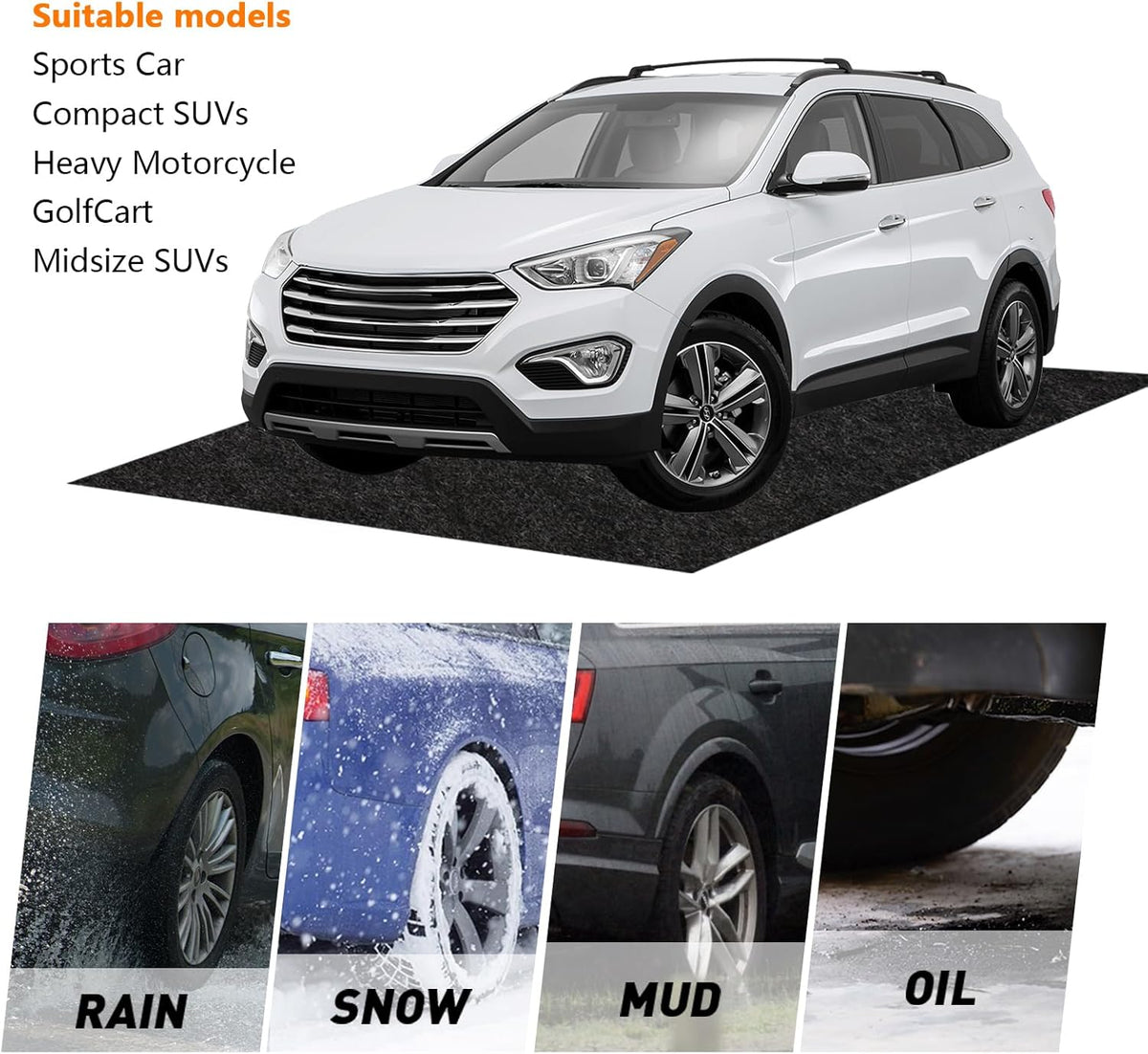 Non-Slip Garage Floor Mat for Under Car, 7'4"x17' Extra Large Absorbent Oil Garage Parking Mat, Waterproof Backing, Reusable, Washable, Protects Floor from Snow, Rain and Mud for Cars
