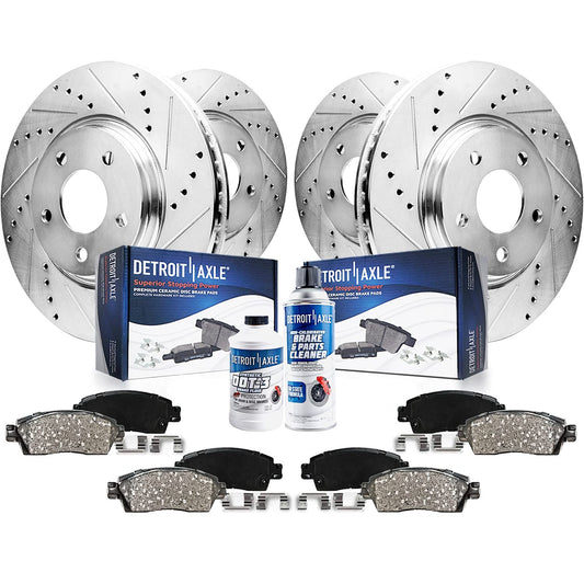 Detroit Axle - Brake Kit for Chrysler 300 Dodge Charger Challenger Magnum Drilled Slotted Disc Brake Rotors Ceramic Brakes Pads