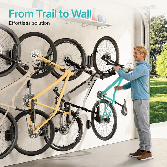 Bike Rack Garage, Bike Wall Mount Heavy Duty, Holds 77 Lbs, Swivel Bike Hangers for Garage, Adjustable Indoor Bike Storage for Bedroom Home Office, 4 Pack
