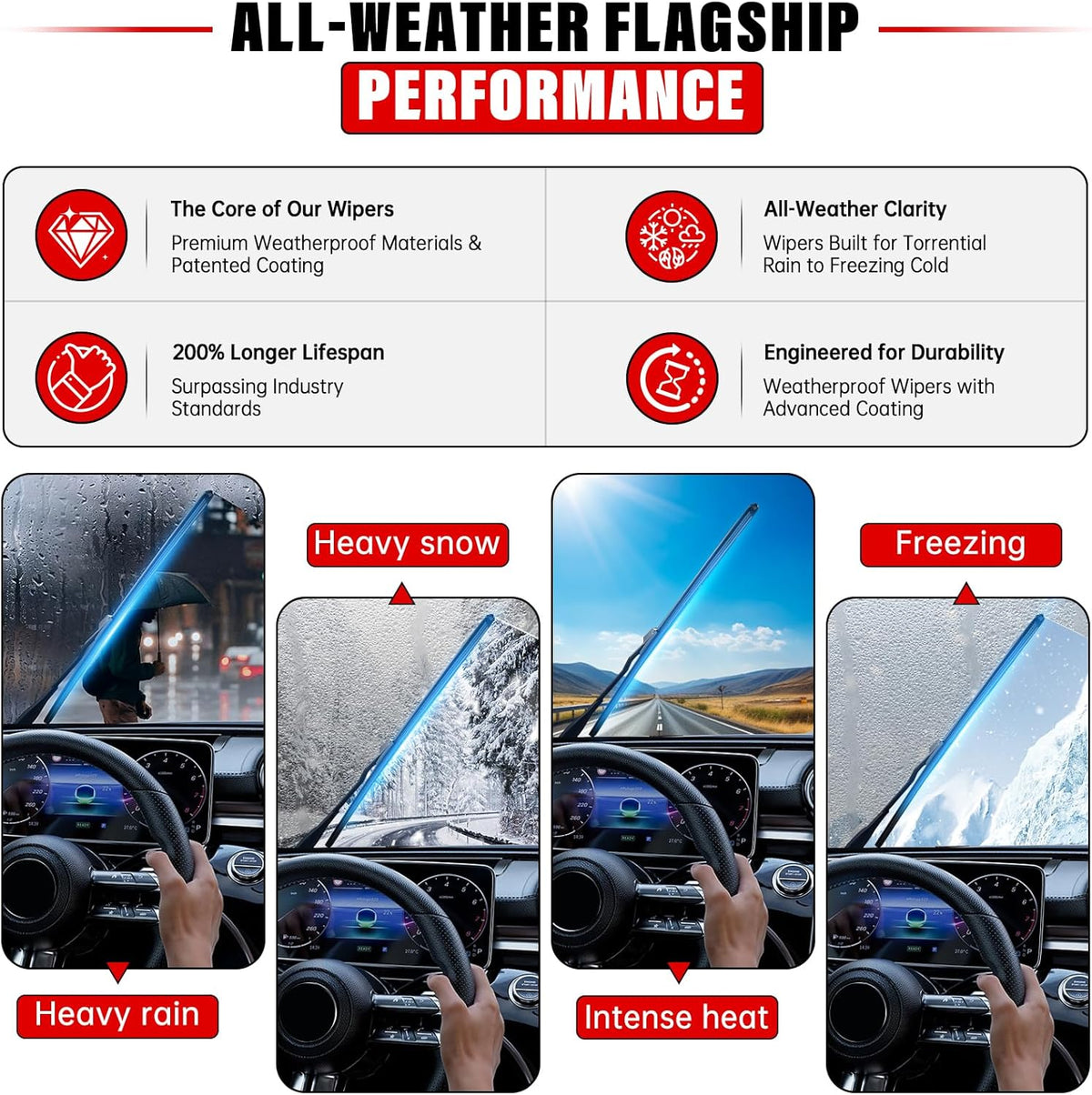 Windshield Wiper Blades Replacement for Kia Sportage 2011 2012 2013 2014 2015 2016 Original Factory Quality Front Rear Wipers Blade Set for My Car - 24" 18" 12" (Pack of 3)