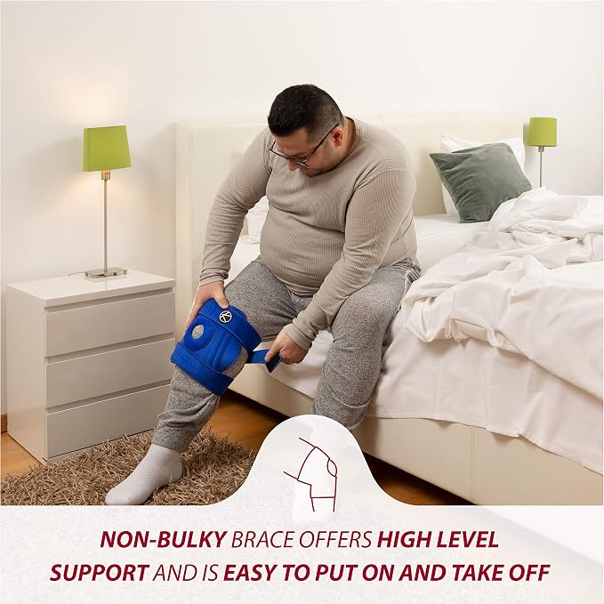 KARM Plus Size Knee Brace for Women & Men Plus Size - Adjustable Knee Support Brace for Meniscus Tear, Arthritis Pain, Compression with Side Stabilizers - Obese People (4XL/5XL/6XL Blue)