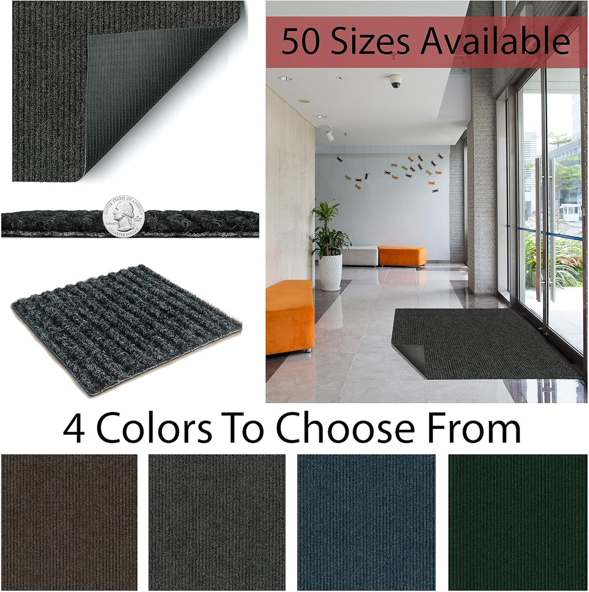 KOECKRITZ Heavy Duty Durable All Weather Indoor/Outdoor Non Slip Entrance Mat Rugs and Runners for Office Business Building Home Garage Front Door (6' x17', Green)