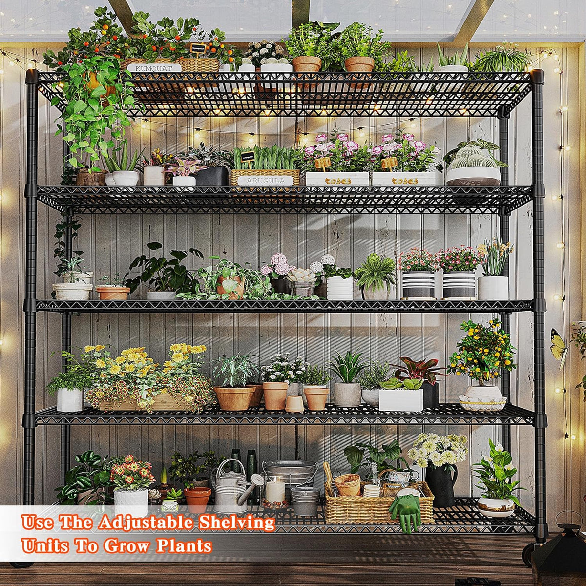 REIBII Storage Shelves 3200 LBS Capacity Wire Shelving with Wheels Heavy Duty Metal Shelf for Warehouses, Garage,Kitchens, School,Commercial Shelf, 73" H X 60" W X 18" D, 2 Pack